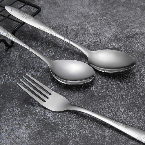 Stainless steel fork and spoon tableware household fruit fork long handle spoon spoon dessert spoon fork combination wholesale