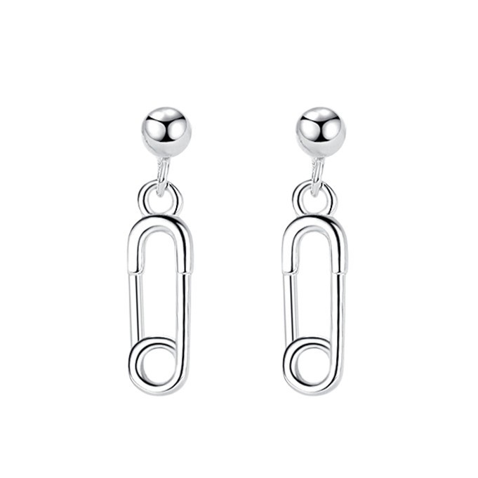 S925 plata esterlina nicho diseño simple clip de papel pendientes de moda pendientes de las mujeres ins estilo fábrica al por mayor