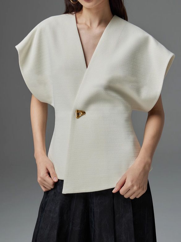 Artículo de moda Cool chic elegante cintura adelgazante un botón asimétrico traje chaleco sin mangas para las mujeres image 5