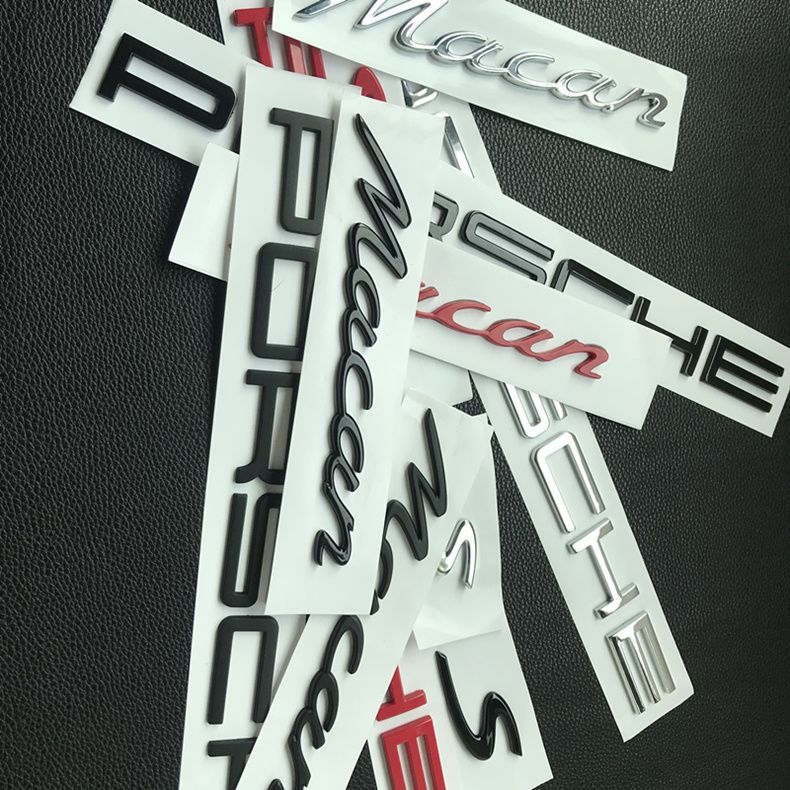 Porsche car emblem, Macan S lettering modification, black lettering for the rear trunk of a Maybach, PORSCHE English logo sticker