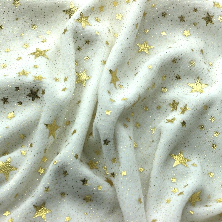 满天星烫银金仿棉绒全涤天鹅绒布服装面料蒸纱丝绒烫金天鹅绒布料