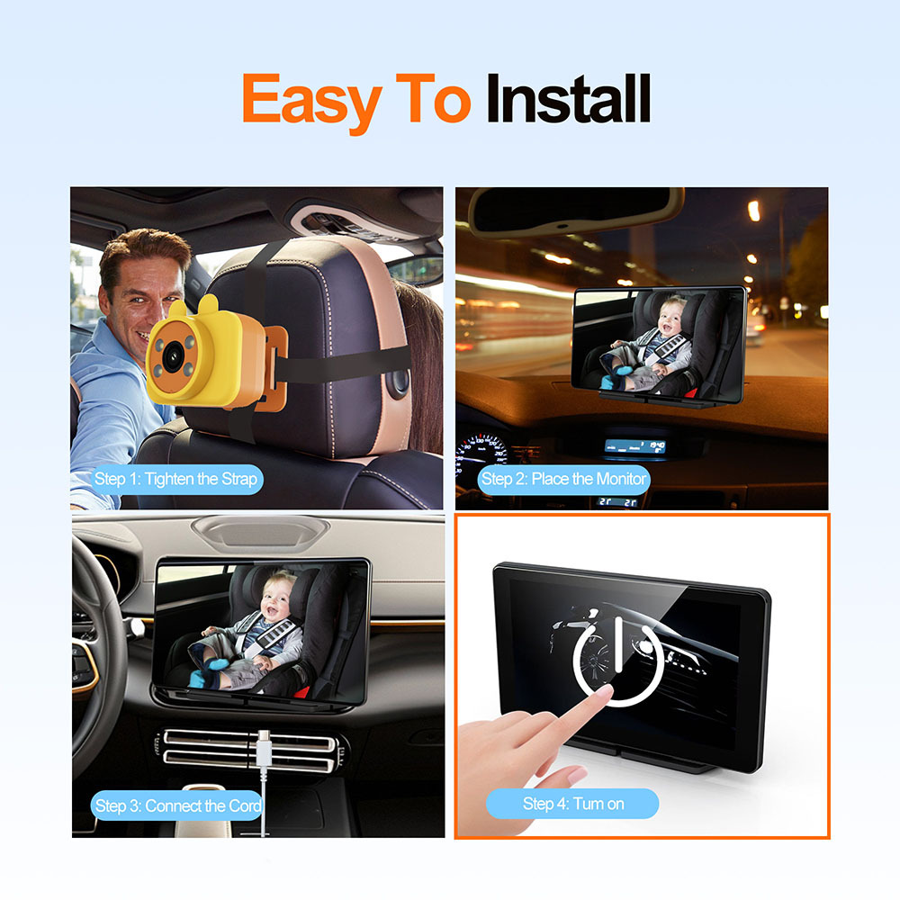 Cross-border 7-inch car HD in-car baby monitoring display baby treasure night vision monitoring 1080P camera