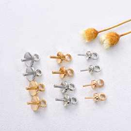 电镀铜羊角钉羊眼钉扣头珍珠扣吊针珍珠串珠吊坠diy饰品配件