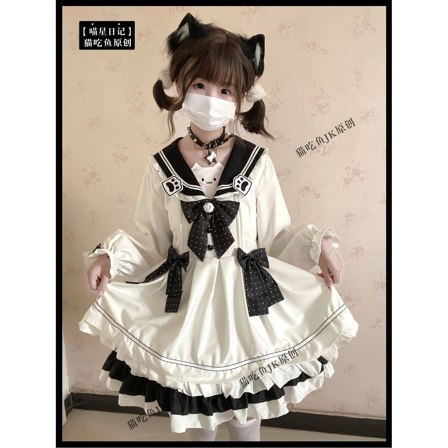 貓吃魚JK正版Lolita【喵星日記】原創洛麗塔可愛風連衣裙海軍領