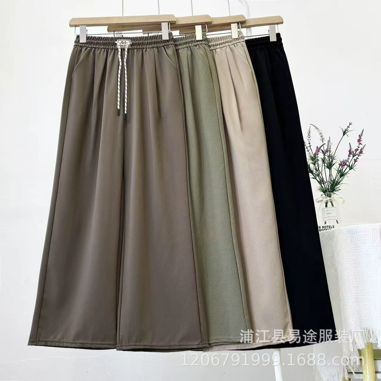 Летние новые быстрые сухие ледяные маленькие твил мамы брюки средней и пожилой женщины эластичные мамы повседневные прямые брюки