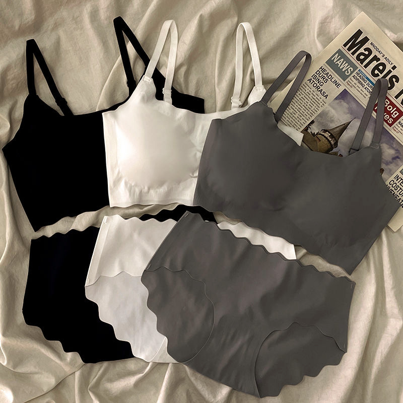 Seamless Sports Suit Girls' Underwear Women's Wire-Free Suspenders Push-Up Breast-Revealing Vest Breathable Briefs Seamless Sports Suit Girls' Underwear Women's Wire-Free Suspenders Push-Up Breast-Revealing Vest Breathable Briefs