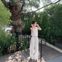 JMSHOPスラックスプレーヤー超柔天糸綿麻ズボン子供春夏ゴム引き紐ストレートゆったりカジュアルパンツ