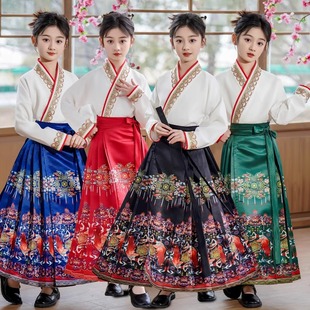 Horse Face Skirt Girls Suit 2025 New Kidsren's National Style Ancient Costume Tang Suit Daily Improved Chinese Han Dynasty Spring and Summer Style