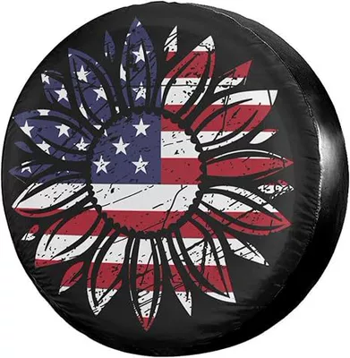 American Flag Car Spare Tire – Spare wheel cover - 14inch-sunflower-flag-bz50-1