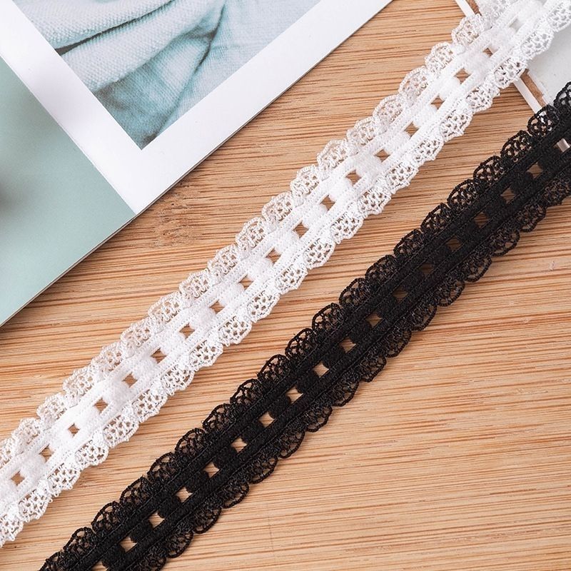 1.5cm Polka Dot Flower Bud Knitted Elastic Elastic Ribbon Black and White DIY Handmade Doll Cotton Doll Material