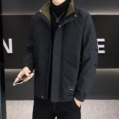 高级感男生防风外套秋冬季男装潮牌2025新款美式立领夹克上衣百搭