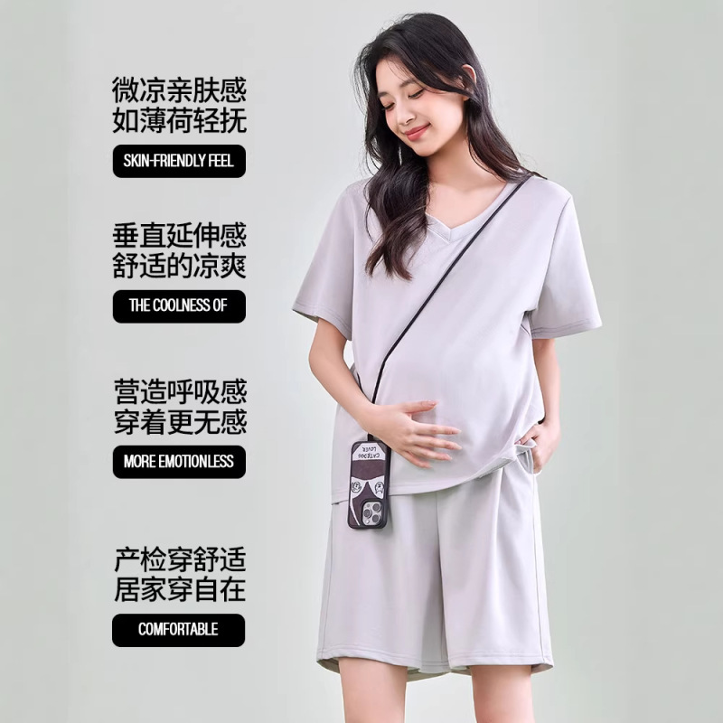 Maternity Wear New Spring and Summer Thin Maternity Shorts and Tops Postpartum Clothing Home Wear Maternity Set