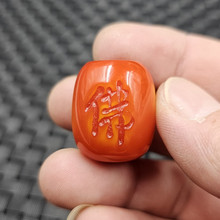 橘红色蜜蜡佛字路路通散珠人造老蜜蜡桶珠手链项链饰品配件珠子