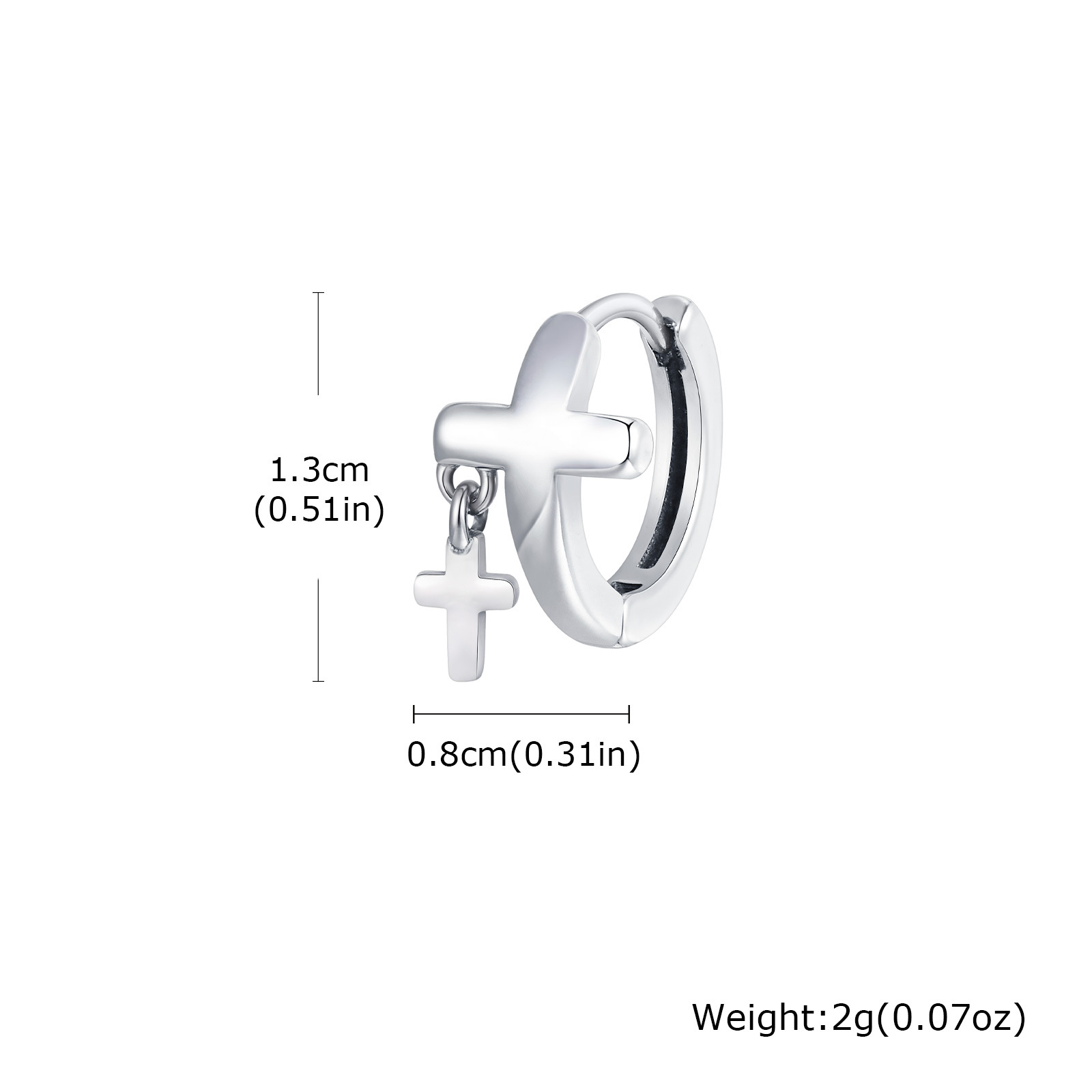 European And American Fashion Men's Trendy Personalized Earrings, Stainless Steel Cross Hoop Earrings For Pierced Ears,_voghion.com