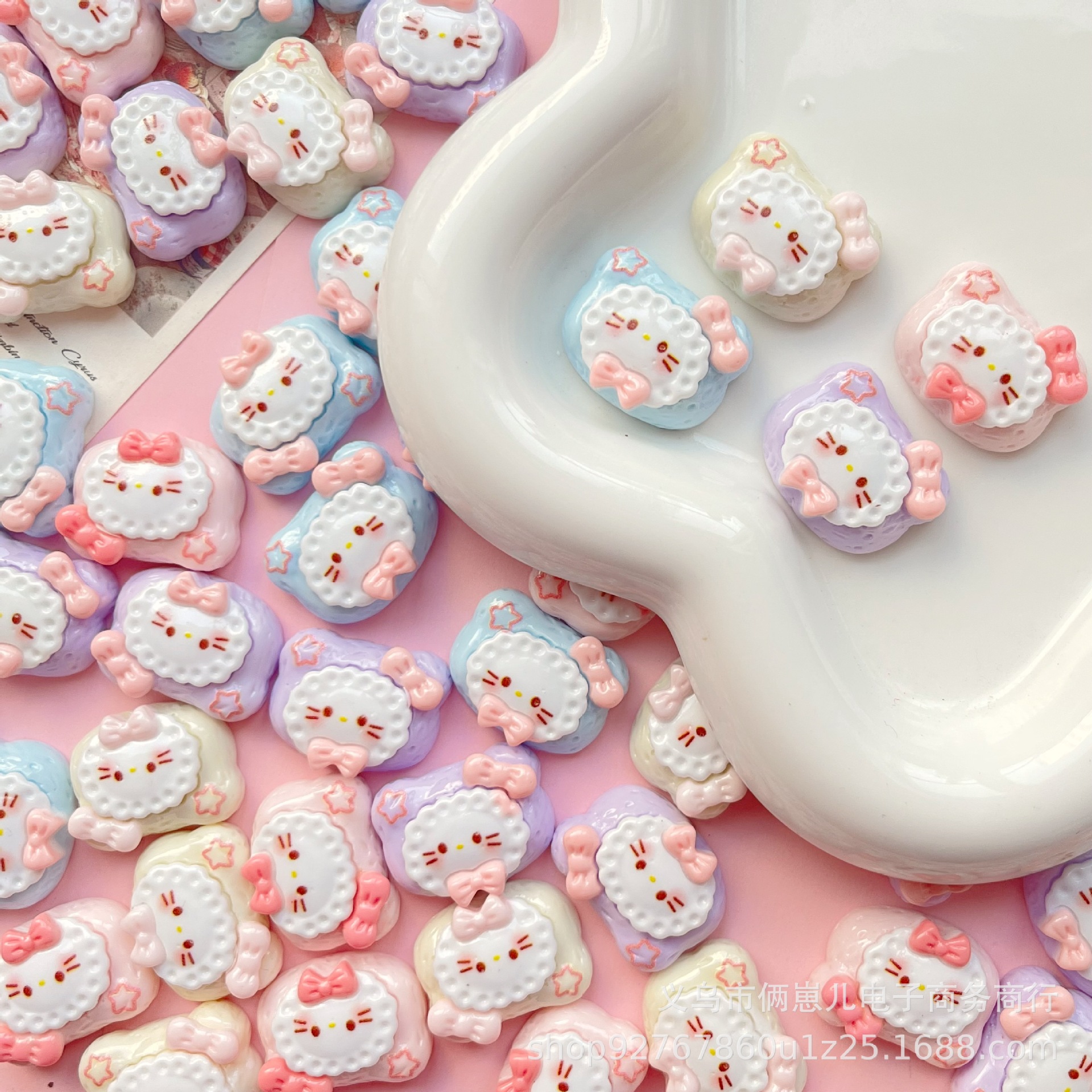 ミルクチョコクッキーkitty猫樹脂アクセサリーdiyクリームゴム携帯ケースヘアクリップ帽子手袋アクセサリー