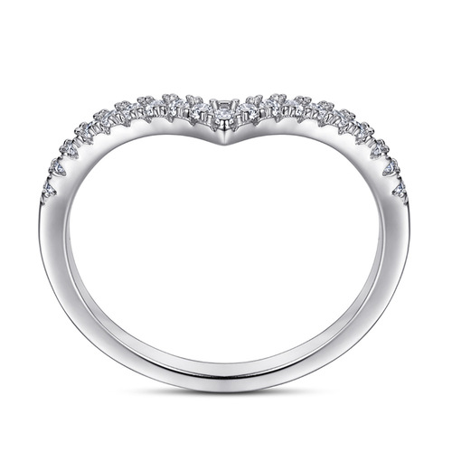 Tonglin S925 silver ring for women, simple and fashionable V-shaped row of diamonds, micro-set zircon index finger ring manufacturer, dropshipping