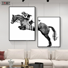 客厅沙发骑马装饰画楼道楼梯间现代简约卧室书房黑白艺术马的挂绢