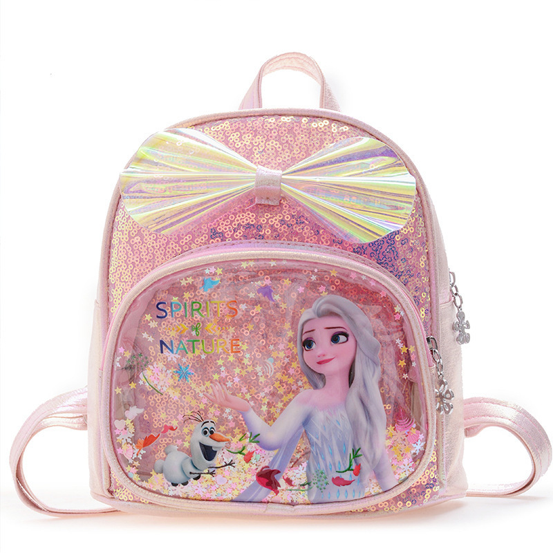 Bolso para niños 2021 nueva mochila de arco de sequilla princesa Elsa mochila de jalea transparente mochila de jardín de infantes
