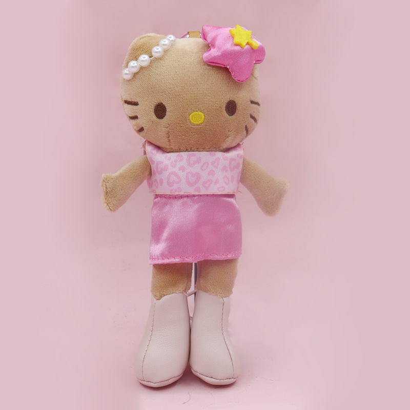 日本の新しいサンリオロングレッグヒョウ柄キティぬいぐるみガールハートバッグペンダント|undefined