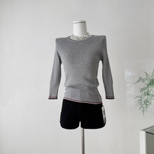 严选简约百搭修身打底衫女2025秋季高级感圆领长袖内搭针织衫T恤