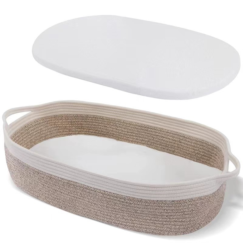 Wholesale New Cotton Rope Woven Moses Basket Newborn Baby Cradle Bed Storage Basket Diaper Basket Clothing Storage Basket