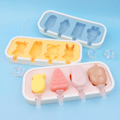 Silicone ice cream mold children's homemade DIY ice cream cheese stick mold cartoon jelly pudding popsicle box with lid