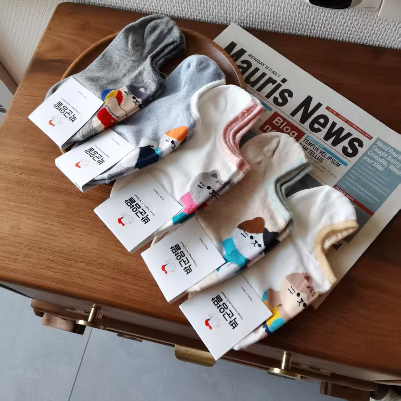 In stock summer thin cotton women's socks casual cute cat low-top low-cut adult socks parkgoon South Korea socks