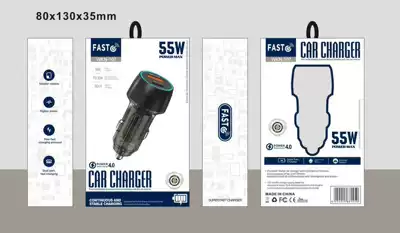 Mobil şarj cihazları – Charging Car Charger - 738-transparent-aluminum-alloy-super-fast-charge-pd30w-gray-color-box-packaging