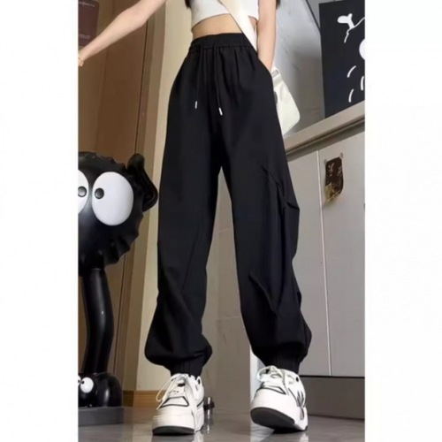 Men's Summer Thin, Design-Driven Fleece-Like Quick-Dry Pants: Loose-Fit, Ankle-Tied Sports & Casual Long Trousers