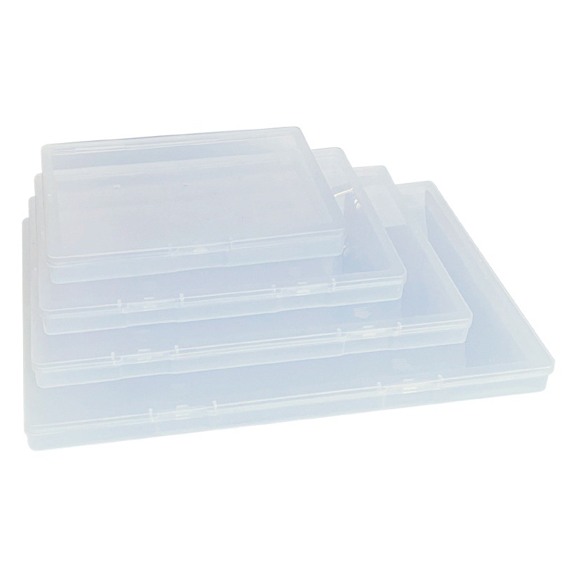 Caja plana rectangular transfronteriza caja vacía de plástico transparente accesorios de papelería hardware caja de embalaje de plástico fábrica en stock al por mayor