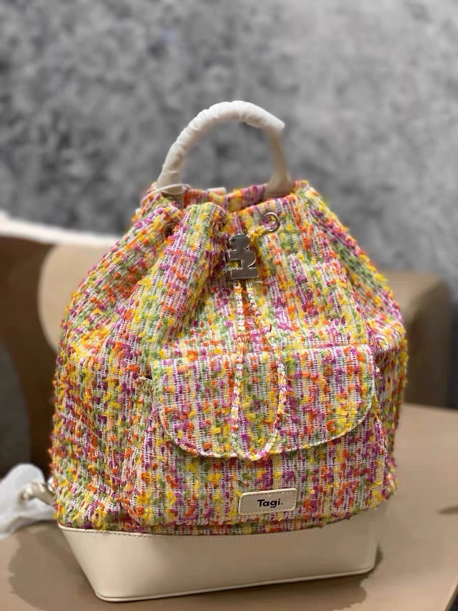 Tagi.mini pintor bolsos de hombro tejidos a mano correas de hombro con bolsillo de viaje cubos de extracción de cuerda bolsos de boca