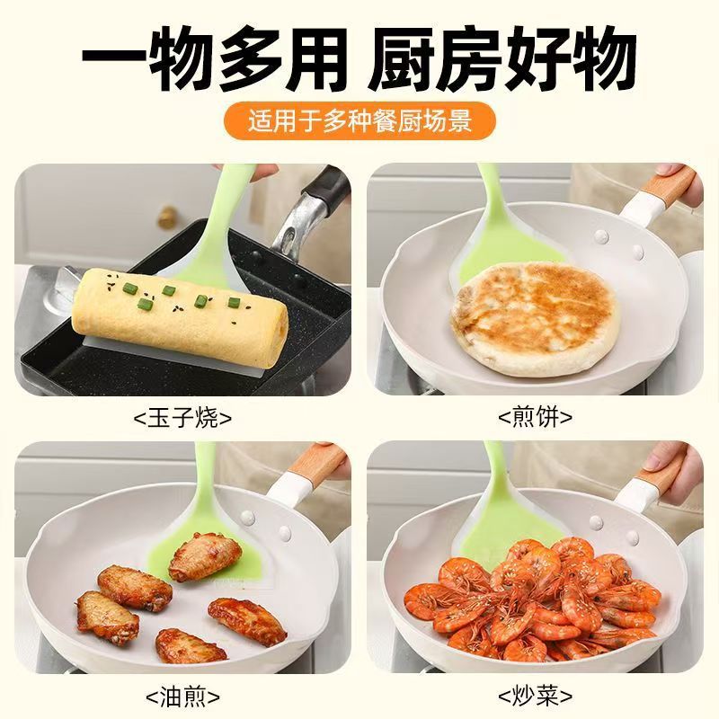 Silikon-Kochmesser hitzebeständig antihaftbeschichtet Pfannenschaber Tamagoyaki-Pfanne Wok-Kochspatel Küchenutensilien Crêpes-Spatel Großhandel Drop-Shipping