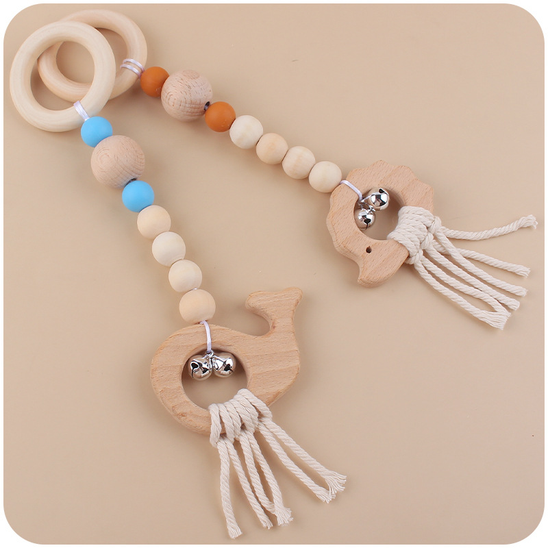 Suministros para bebés de dibujos animados animal cachorro colgante de punto de cuatro piezas de los niños de educación temprana Beech sonajero adornos de juguete