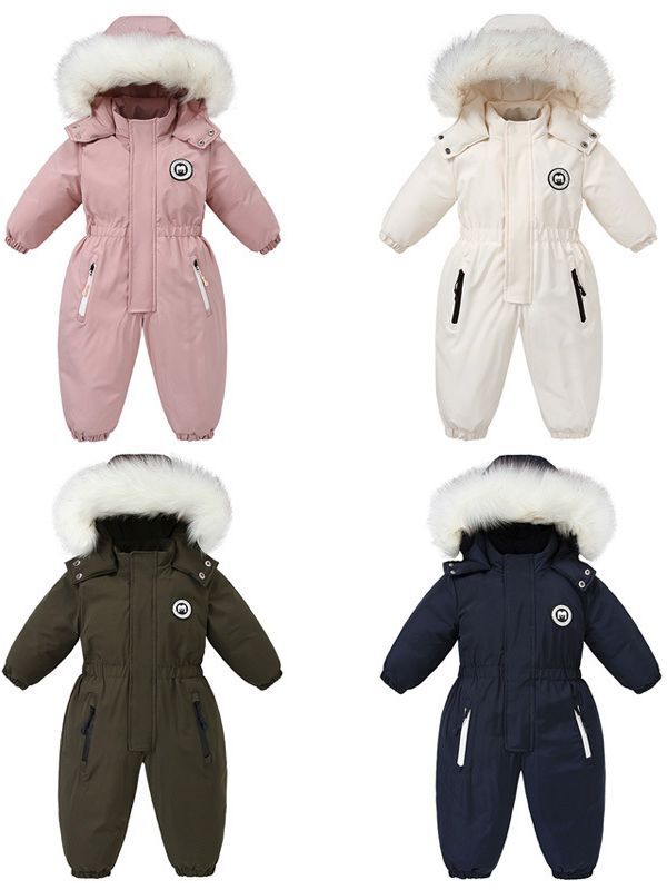 Mono de bebé transfronterizo ropa de bebé Otoño e Invierno esquí europeo y americano niños mameluco ropa acolchada de algodón engrosada caliente