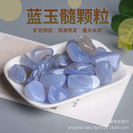 天然蓝玉髓碎石 鱼缸造景花盆装饰用品 手链手串原料供应厂家批发