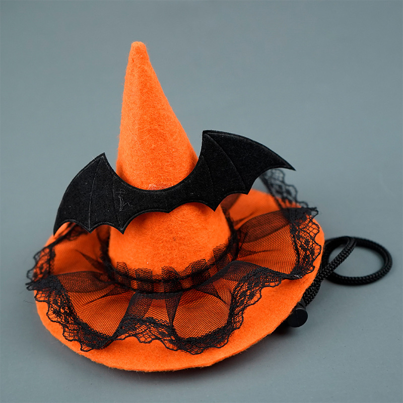 Sombrero transfronterizo de bruja para mascotas de Halloween, tela no tejida, creativo y novedoso sombrero para perros, sombrero decorativo para mascotas de Halloween