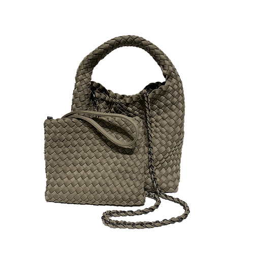 Cross-border nylon woven bag, diving material mother-in-law bag, large-capacity portable vegetable basket bag, chain messenger bag