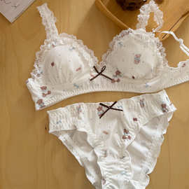 Cotton underwear纯欲美式舒适气质少女甜美内衣舒适套装钢圈