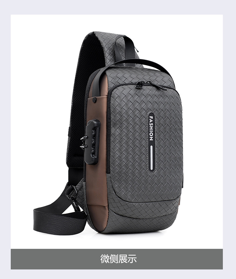 Cross-border men's chest bag, anti-theft password lock, single-shoulder bag, casual and simple crossbody bag, water-resistant outdoor storage chest bag undefined