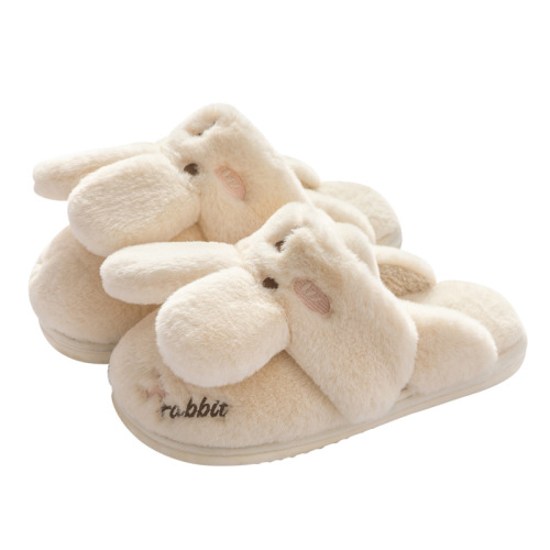 Women's winter  new indoor home couple fluffy cute rabbit plush slippers for women winter edition