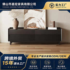 高品质家用客厅电视柜简约现代轻奢华高端黑色电视柜