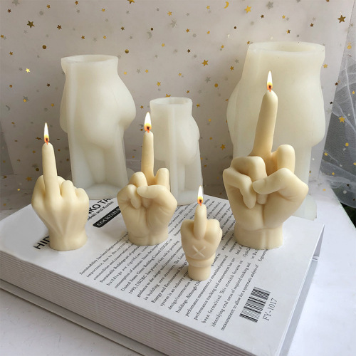 Gesture candle mold diy Guanyin hand aromatherapy plaster vertical middle finger glue ornament finger cake silicone mold