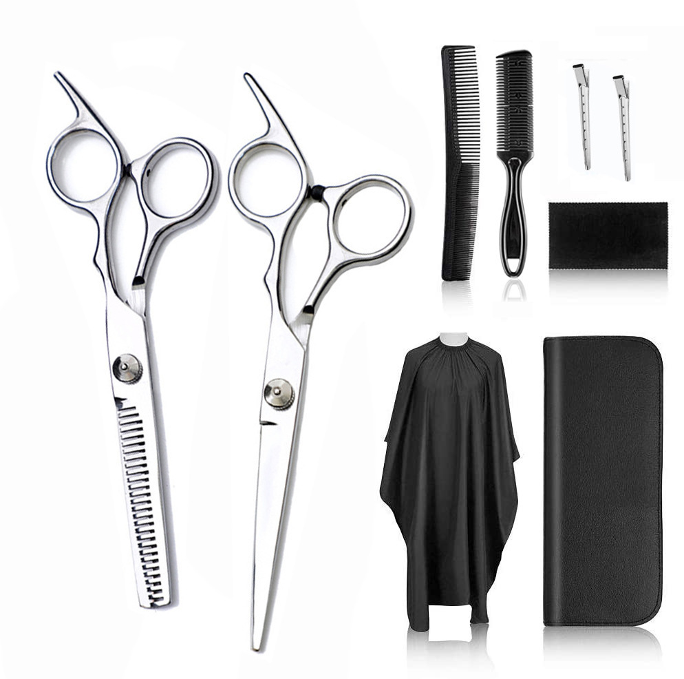 Tijeras para el cabello Tijeras para el cabello Tornillo blanco de 6 pulgadas Tijeras planas Tijeras para dientes Niños adultos para el hogar Tijeras para el cabello