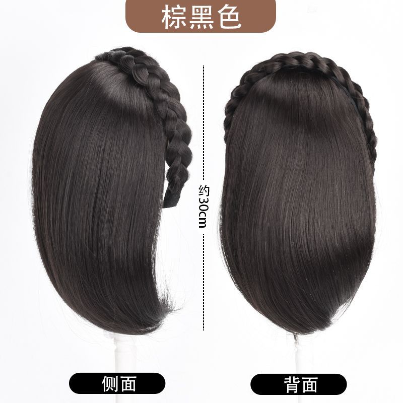 Peluca banda de pelo Peluca de cabeza femenina integrada parche para el cabello artefacto de reemplazo de cabello frente natural que cubre cabello blanco Twist trenza media cabeza cubierta