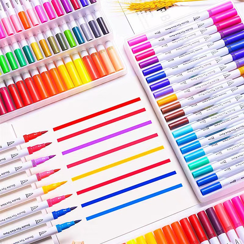 Amazon Water-Based Dual-Tip Marker Pen Set, Watercolor Pen Set, Colored Outline Pens, Soft-Tip Drawing Pens, Direct Sales from the Manufacturer