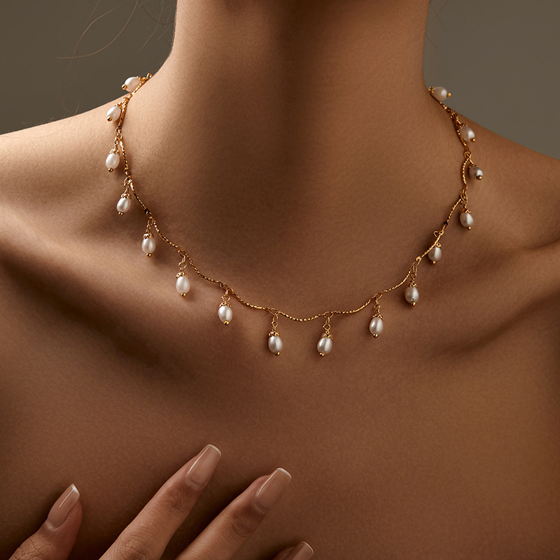 Elegant chain for key bag handmade pearl