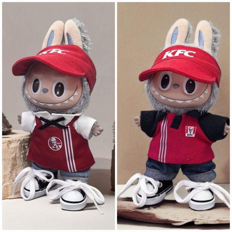 仅衣服] 一二代Labubu衣服挂件拉布布坐坐娃衣肯德基工作服套装|undefined