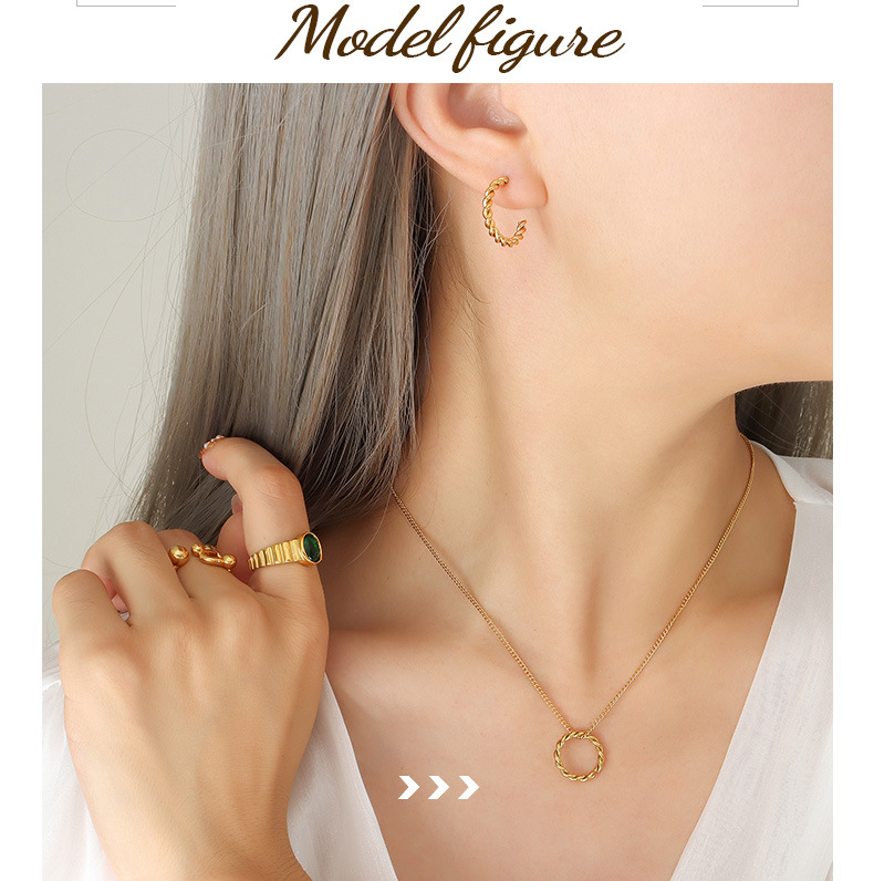 Fashion Twist Titanium Steel Plating Earrings Necklace