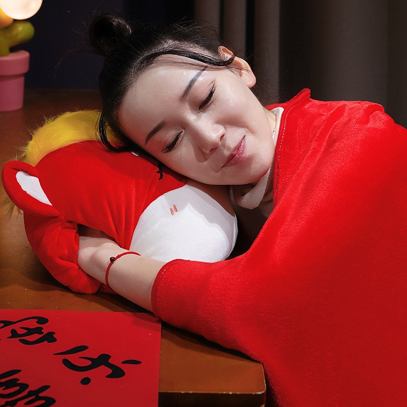 Año del Caballo auspicioso Caballo mano caliente almohada manta aire acondicionado manta mano caliente almuerzo almohada manta regalo de Año Nuevo