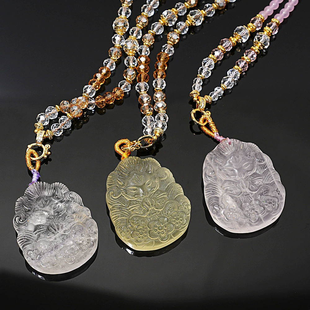 [Лето как мечта] Высокие товары натуральные трехмерные девятихвостые кристаллы лисы подвески женские модные белые подвески оптом